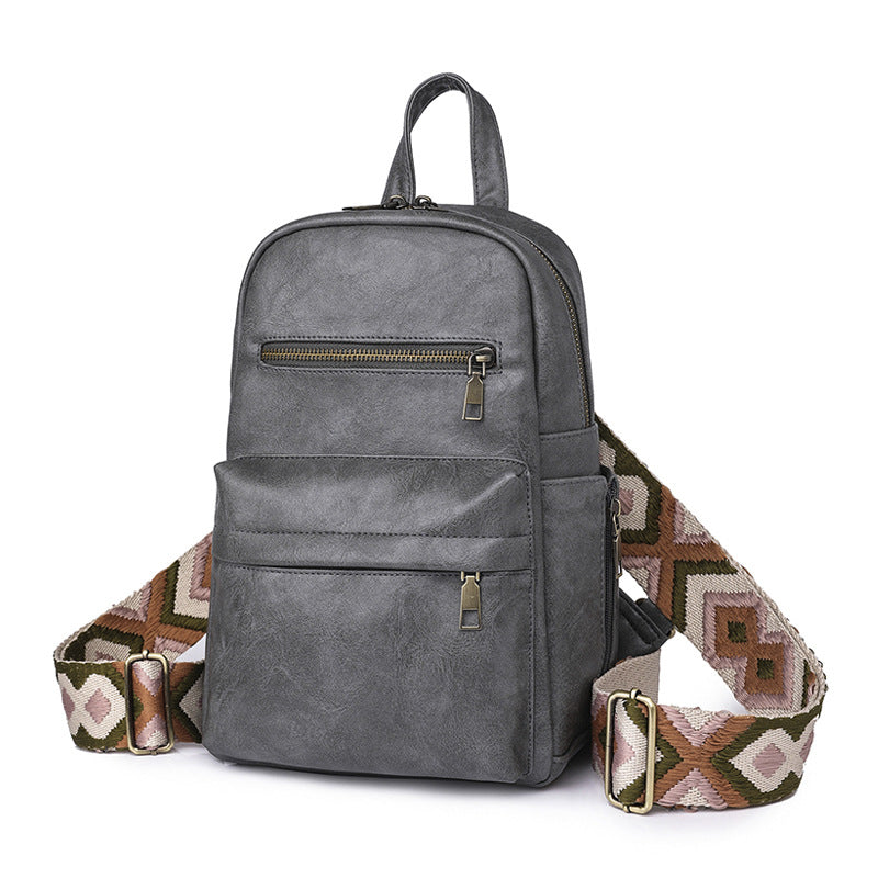 Wholesale PU Retro Solid Color Ladies Backpack